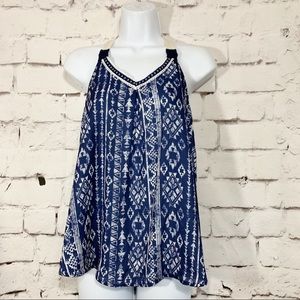Jolt Boho Aztec Print Front Flowy Light Tank Top M
